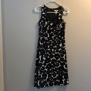 Floral black and white midi dress.